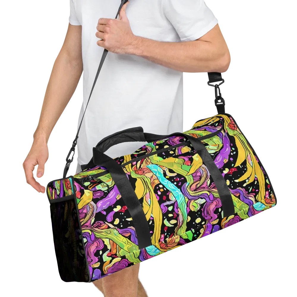 Neon Petal Riot on Duffle Bag — Right Front
