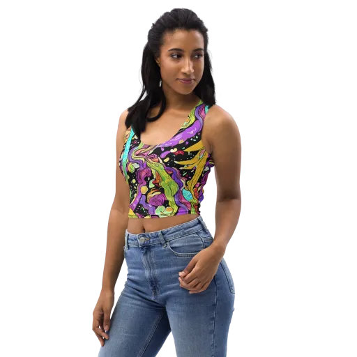 Neon Petal Riot on a Crop Top