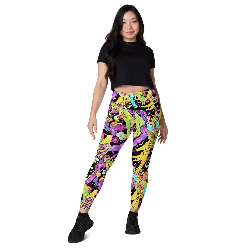Neon Petal Riot on Leggings with Pockets — Front
