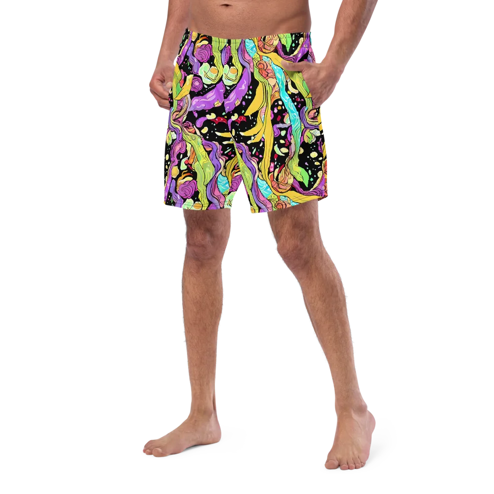 Neon Petal Riot on Swim Trunks — Left Front