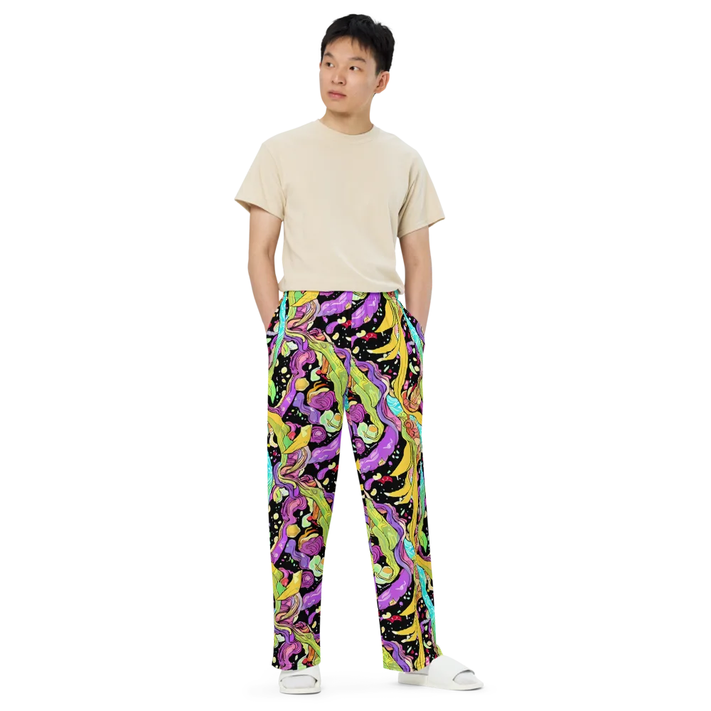 Neon Petal Riot on Wide-Leg Pants — Front