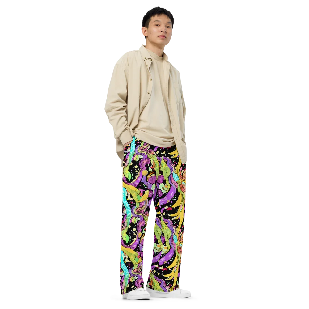 Neon Petal Riot on Wide-Leg Pants — Right Front