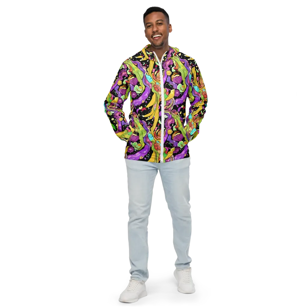 Neon Petal Riot on Men's Windbreaker — Front