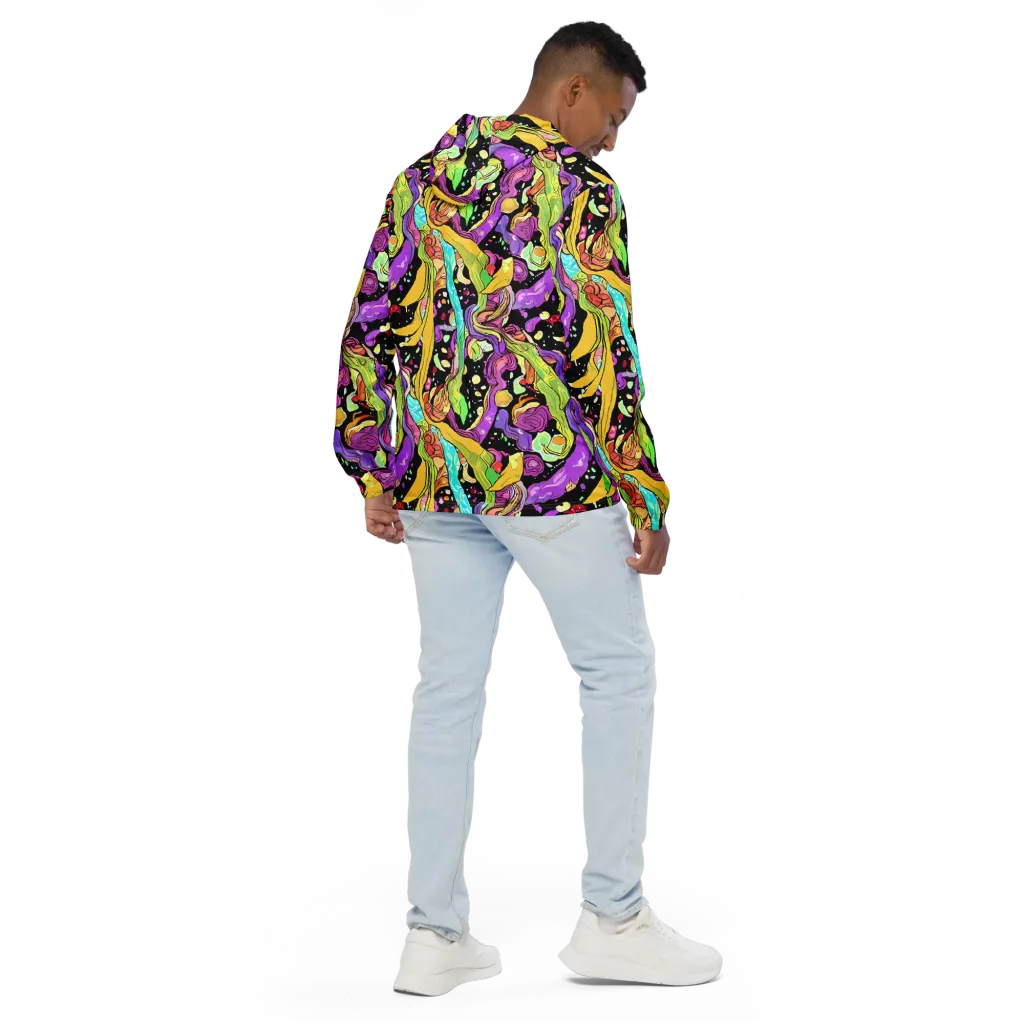 Neon Petal Riot on Men's Windbreaker — Back
