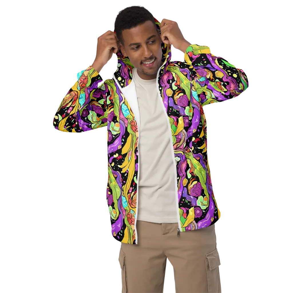 Neon Petal Riot on Men's Windbreaker — Front