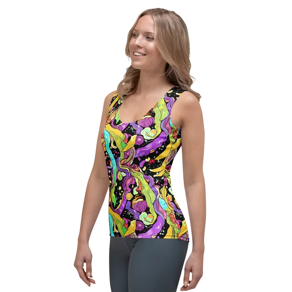 Neon Petal Riot on Women's Tank Top — Left Front