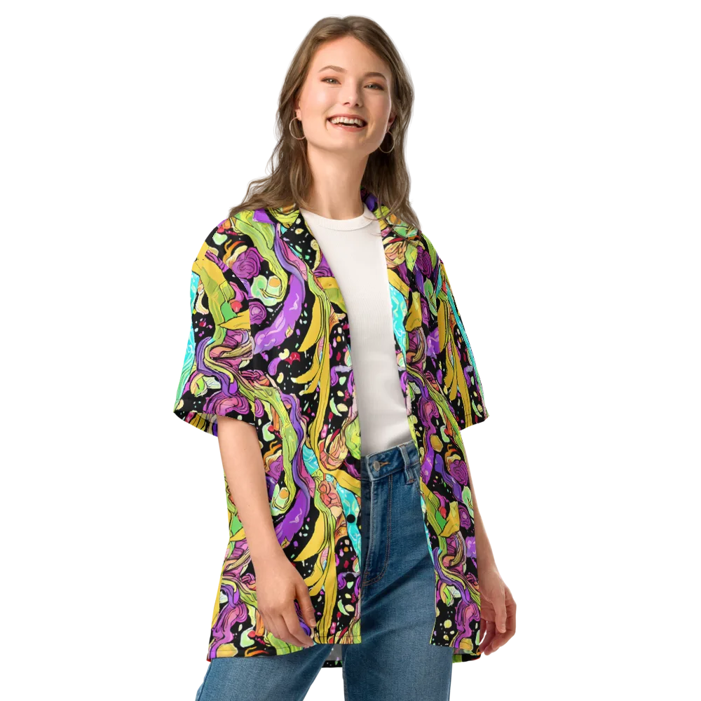 Neon Petal Riot on Button Shirt — Front