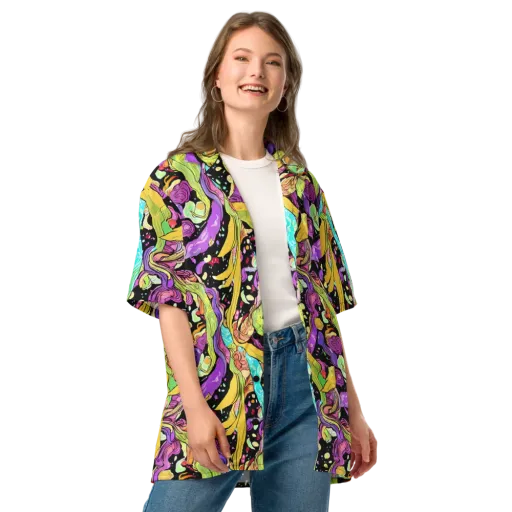 Neon Petal Riot on a Button Shirt