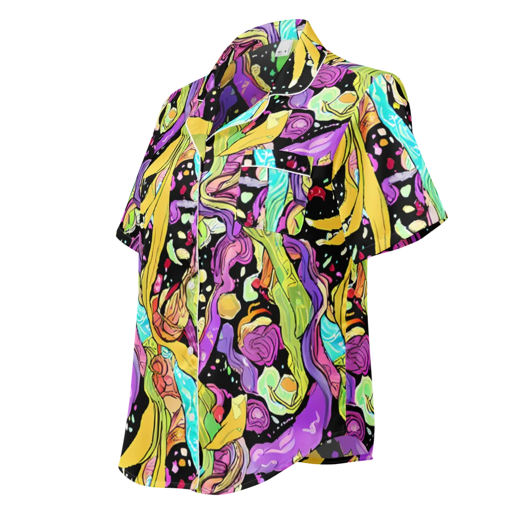 Neon Petal Riot on Women's Short Sleeve Pajama Top — Left Front