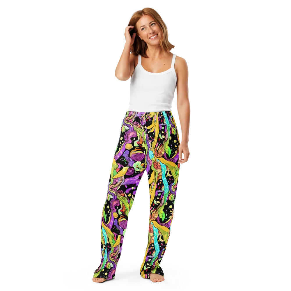 Neon Petal Riot on Women's Pajama Pants — Front