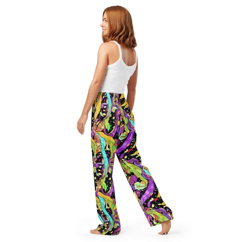 Neon Petal Riot on Women's Pajama Pants — Back