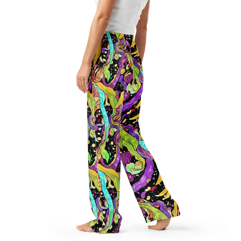 Neon Petal Riot on Women's Pajama Pants — Left