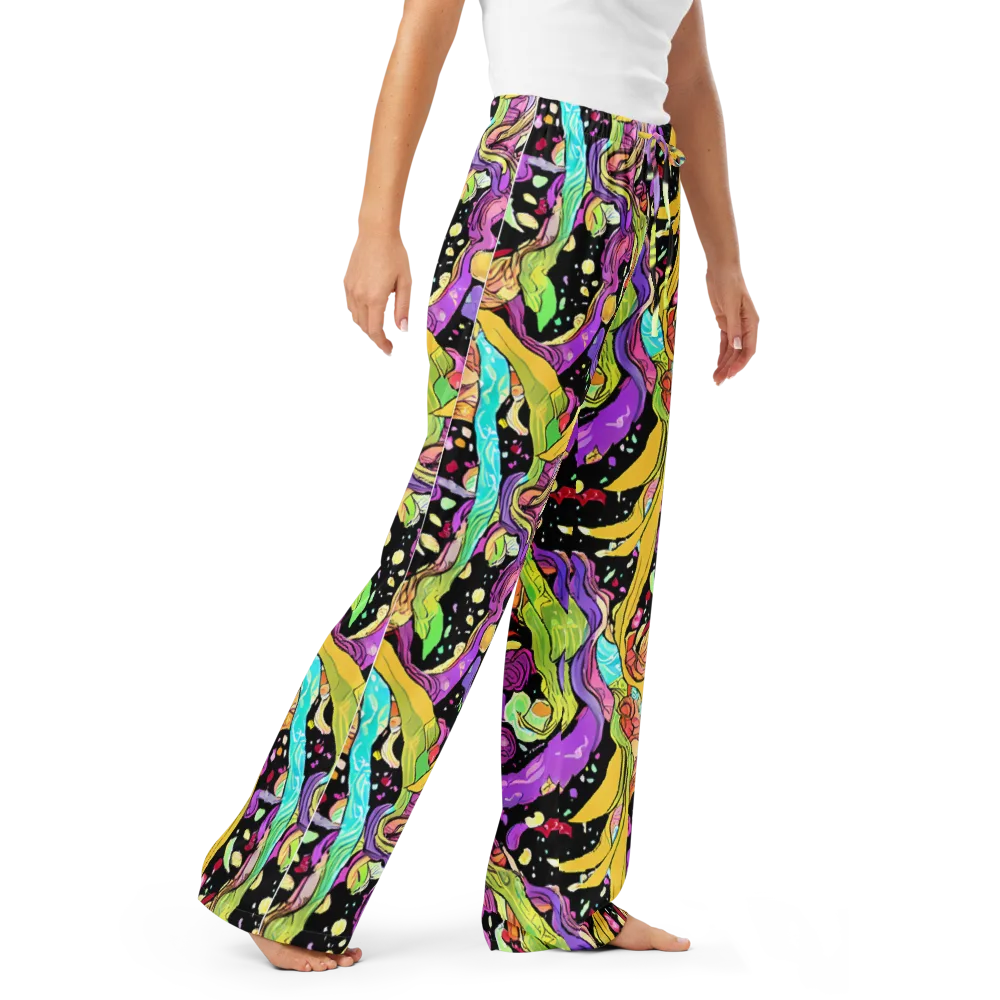 Neon Petal Riot on Women's Pajama Pants — Right Front
