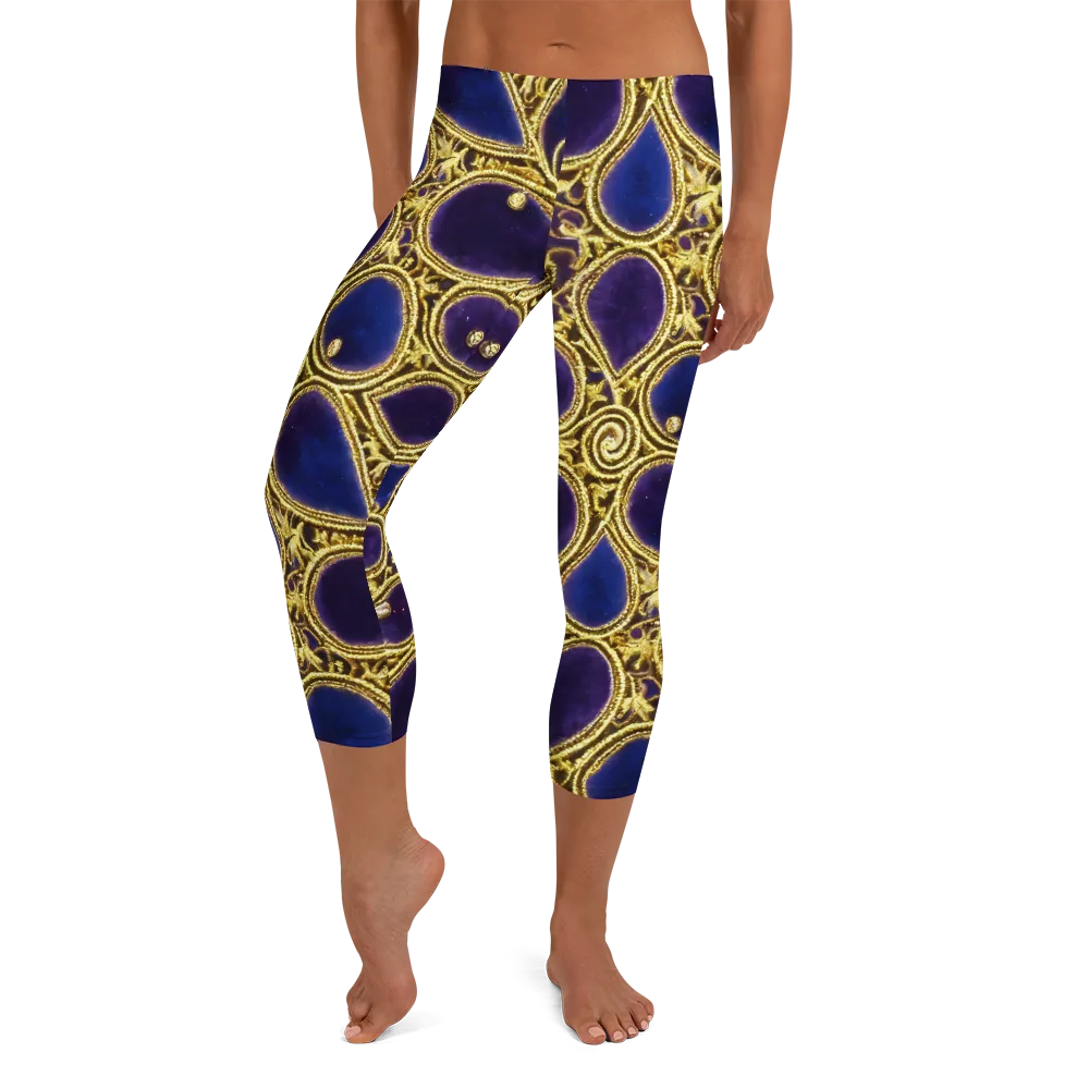 Gilded Midnight on Capri Leggings — Front