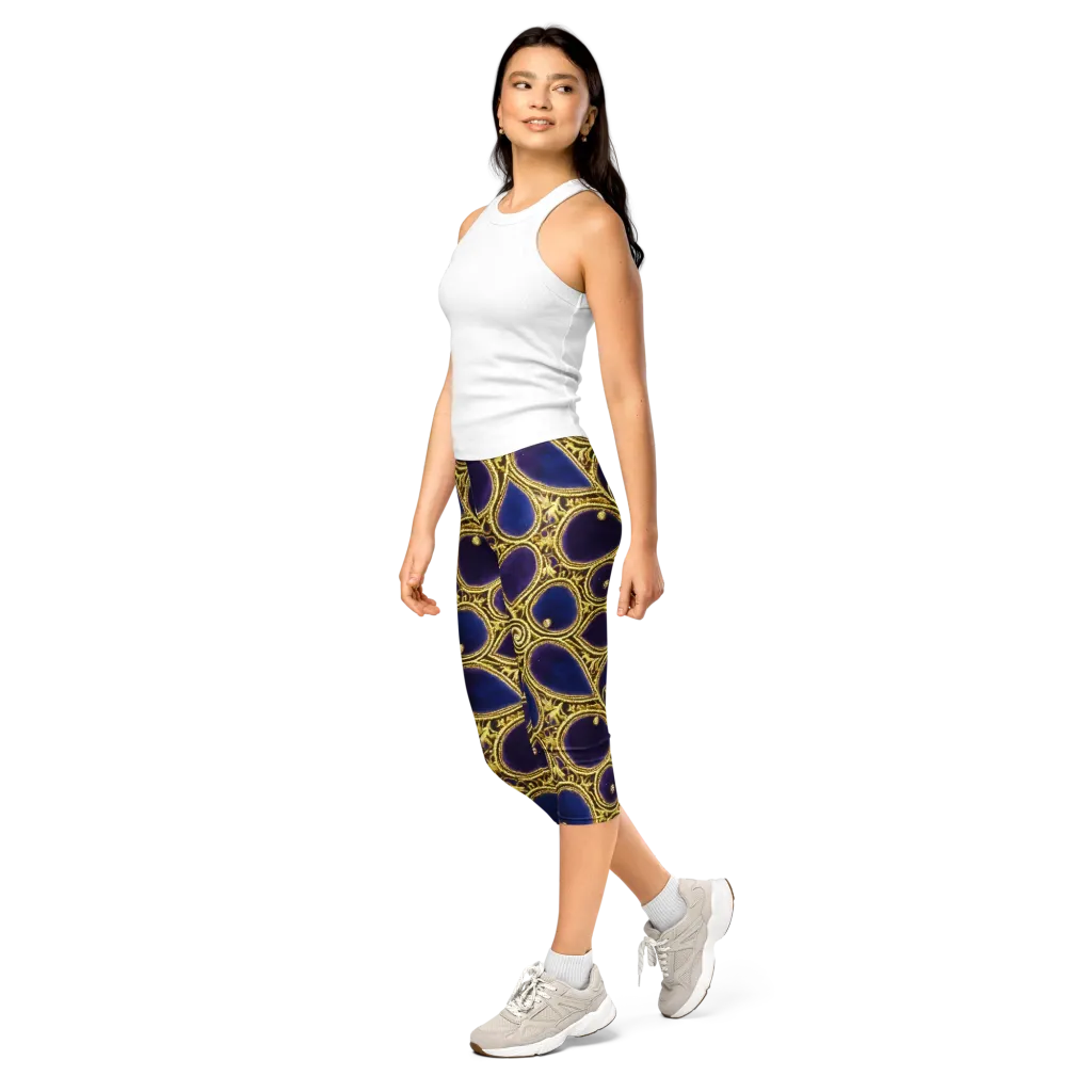 Gilded Midnight on Capri Leggings — Left Front