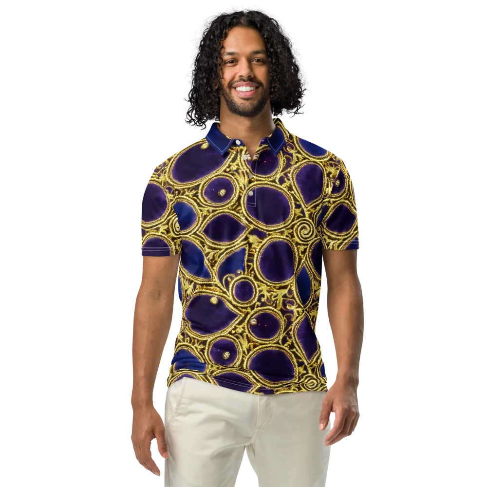 Gilded Midnight on Men's Slim Fit Polo Shirt — Front
