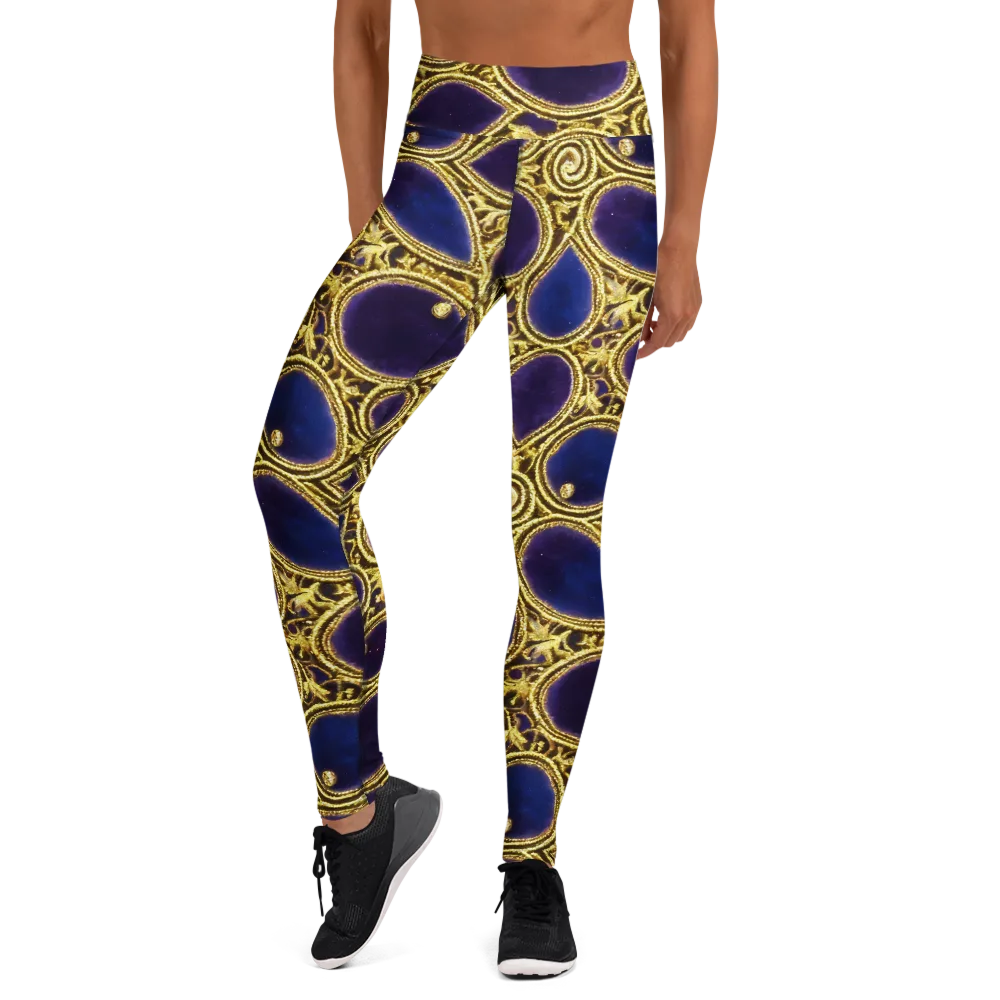Gilded Midnight on Yoga Leggings — Front