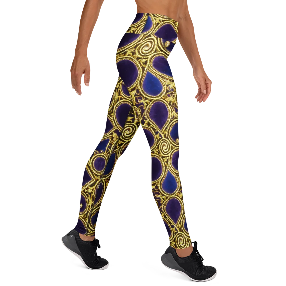 Gilded Midnight on Yoga Leggings — Right