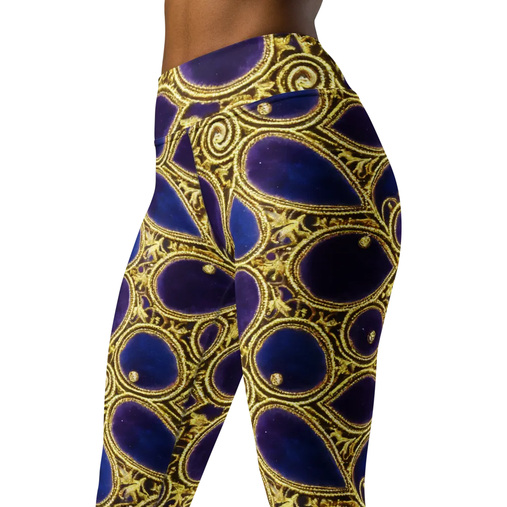 Gilded Midnight on Yoga Leggings — Left Front
