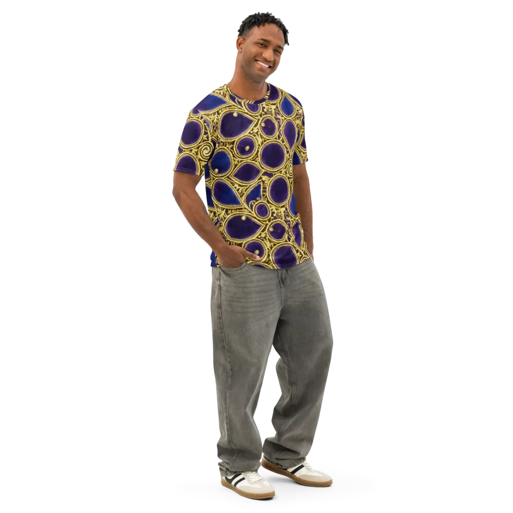 Gilded Midnight on Men's Cotton Crew Neck T-Shirt — Right Front