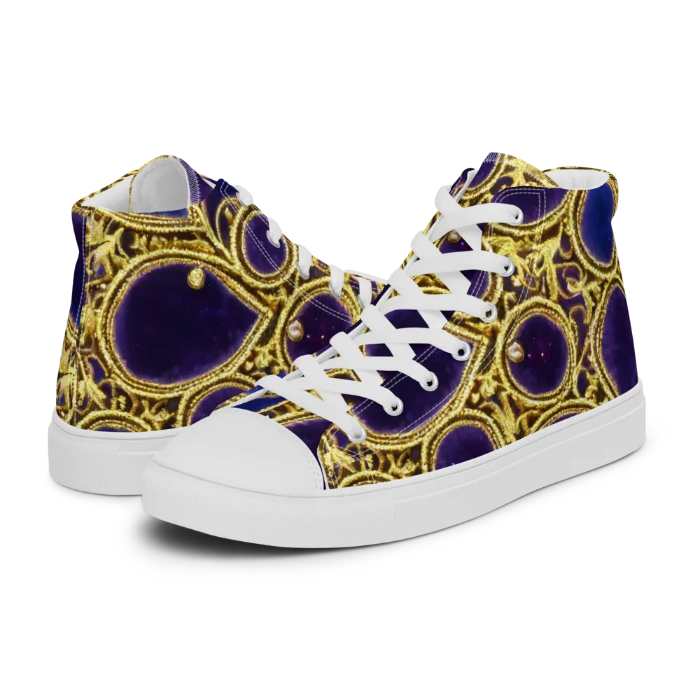 Gilded Midnight on Men's High Top Canvas Shoes — Left