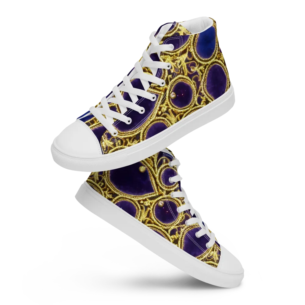 Gilded Midnight on Men's High Top Canvas Shoes — Front