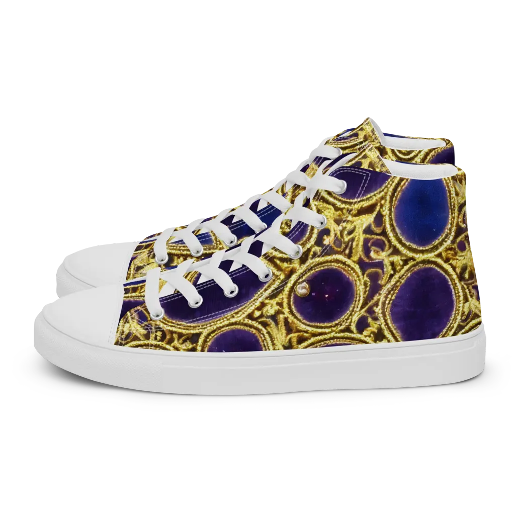 Gilded Midnight on Women's High Top Canvas Shoes — Left