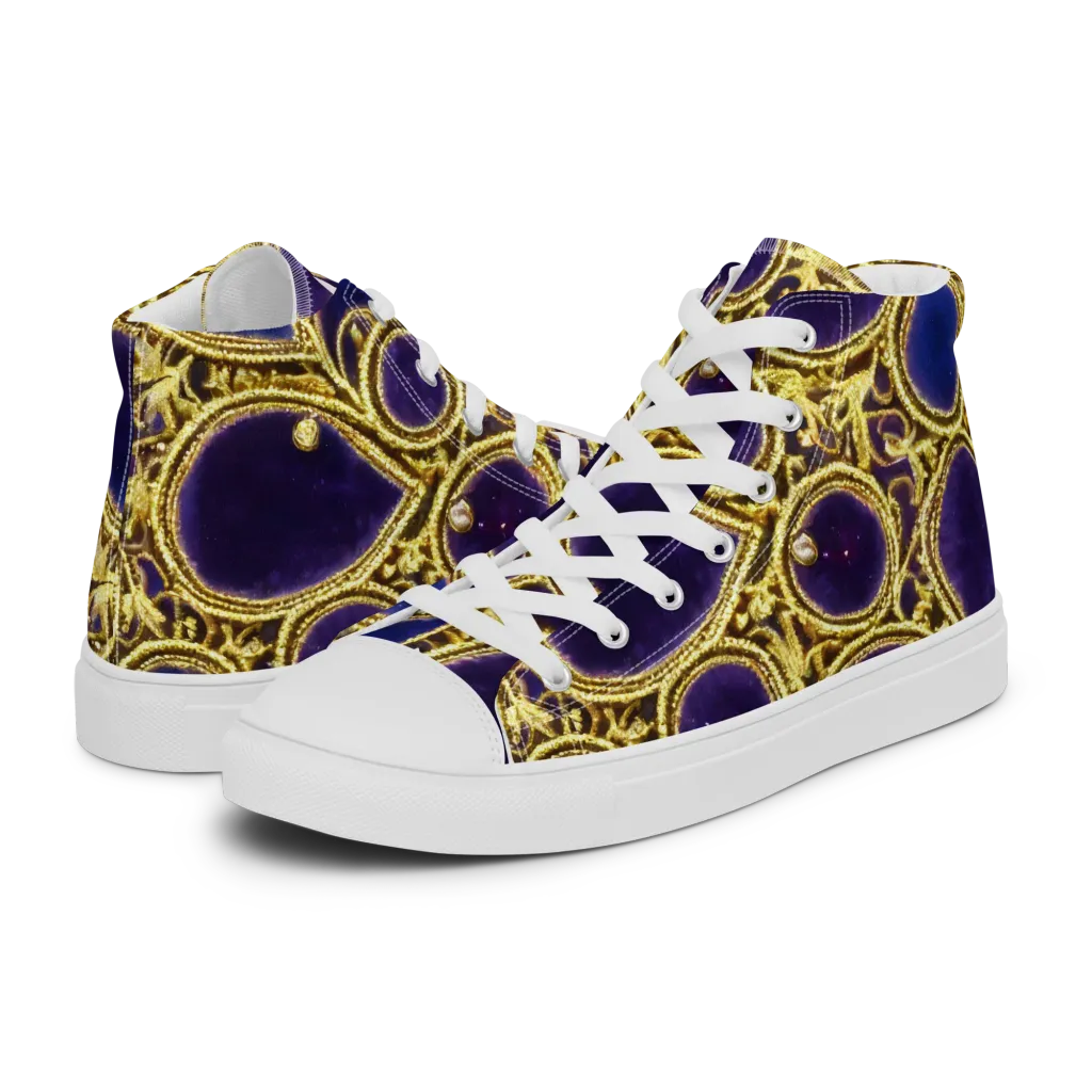Gilded Midnight on Women's High Top Canvas Shoes — Left