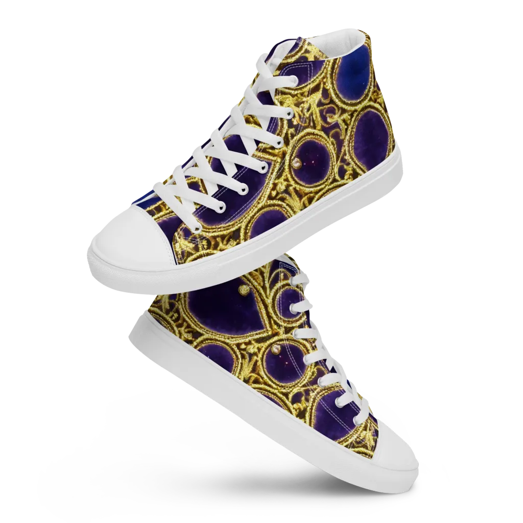 Gilded Midnight on Women's High Top Canvas Shoes — Front