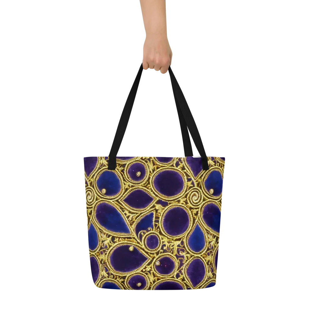 Gilded Midnight on Large Tote Bag W/ Pocket — Front