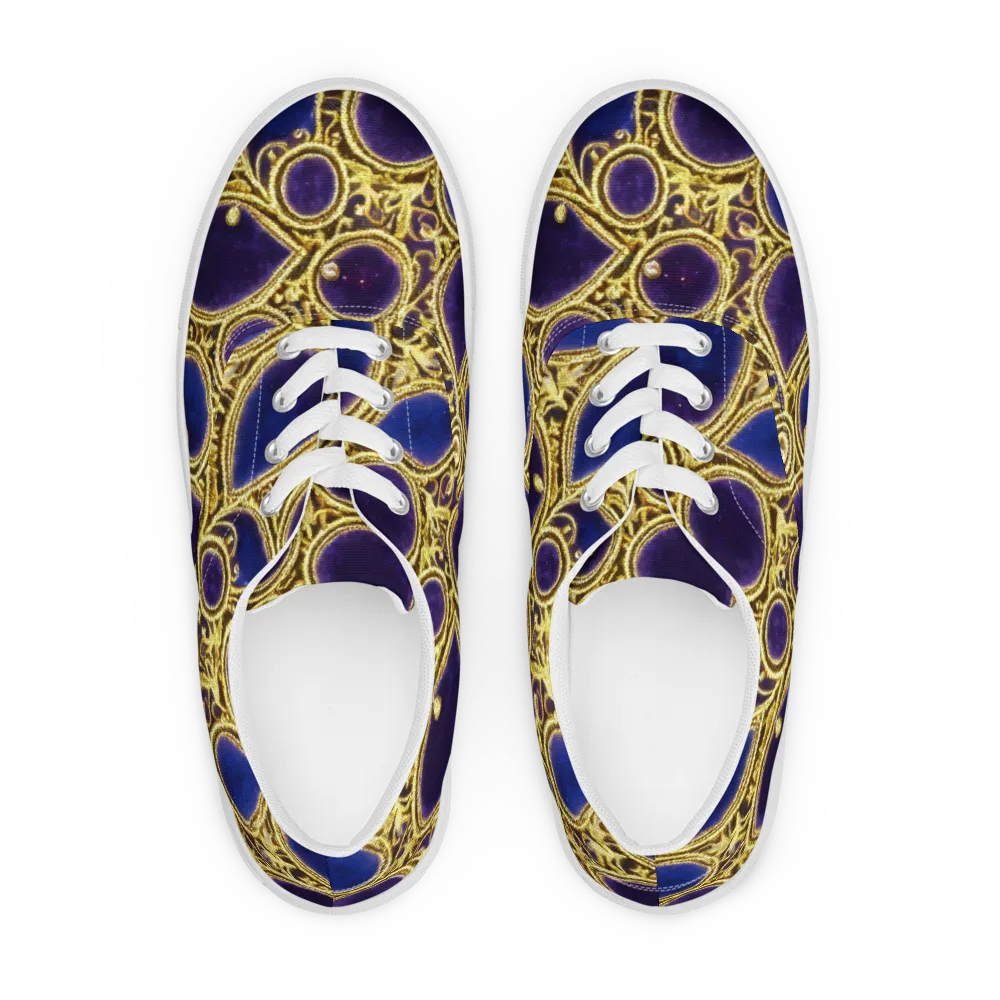 Gilded Midnight on Men's Lace-Up Canvas Shoes — Front