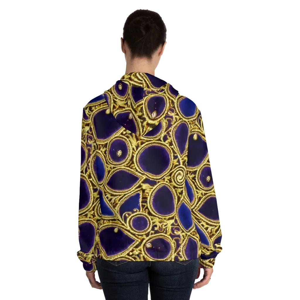 Gilded Midnight on Women's Full-Zip Hoodie — Back On Person