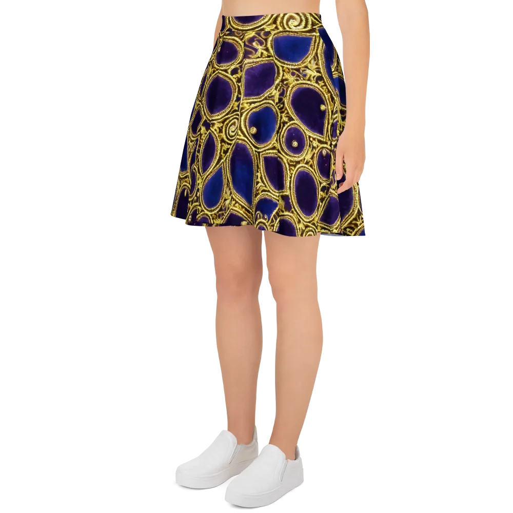Gilded Midnight on Skater Skirt — Left