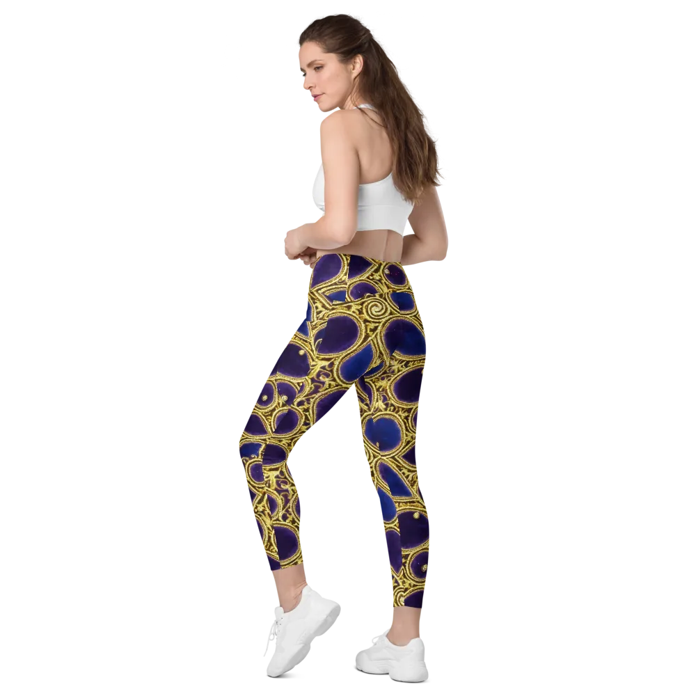 Gilded Midnight on Leggings with Pockets — Left Back
