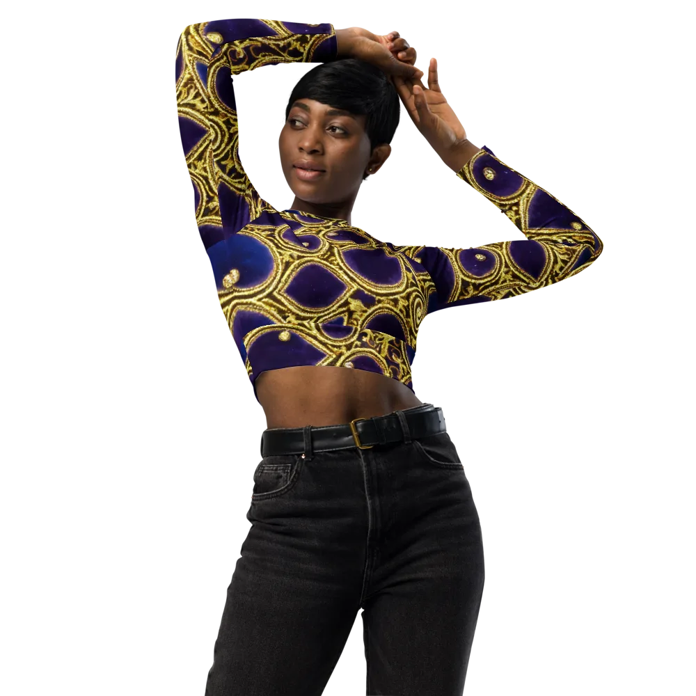 Gilded Midnight on Long Sleeve Crop Top — Front
