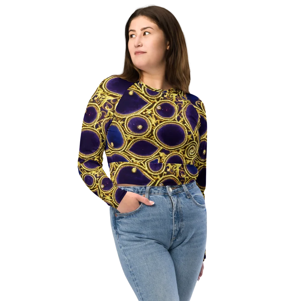 Gilded Midnight on Long Sleeve Crop Top — Front