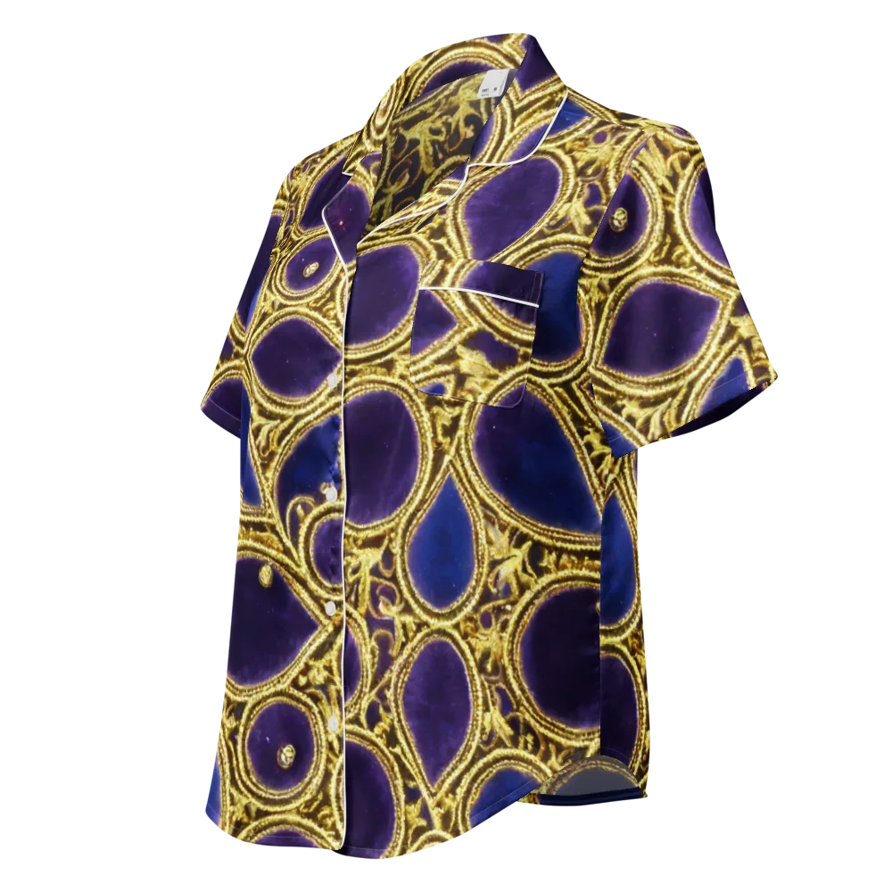 Gilded Midnight on Women's Short Sleeve Pajama Top — Left Front
