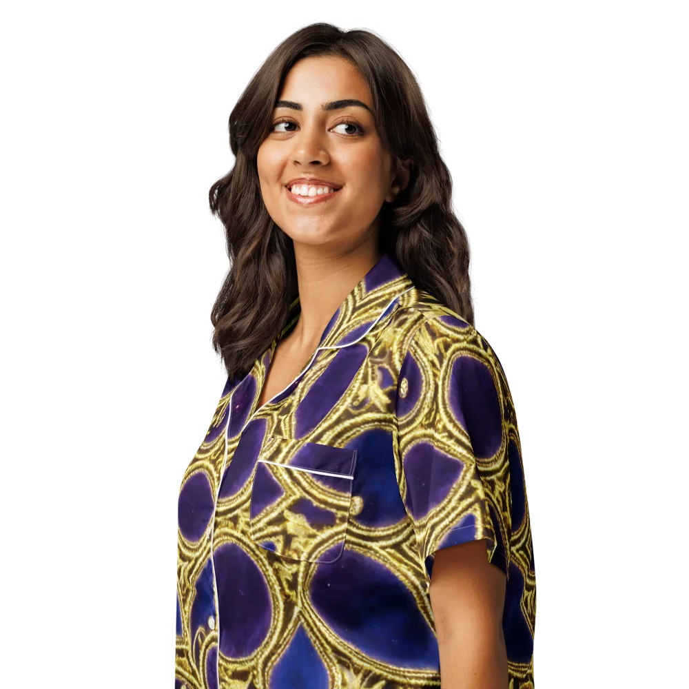 Gilded Midnight on Women's Short Sleeve Pajama Top — Left Front