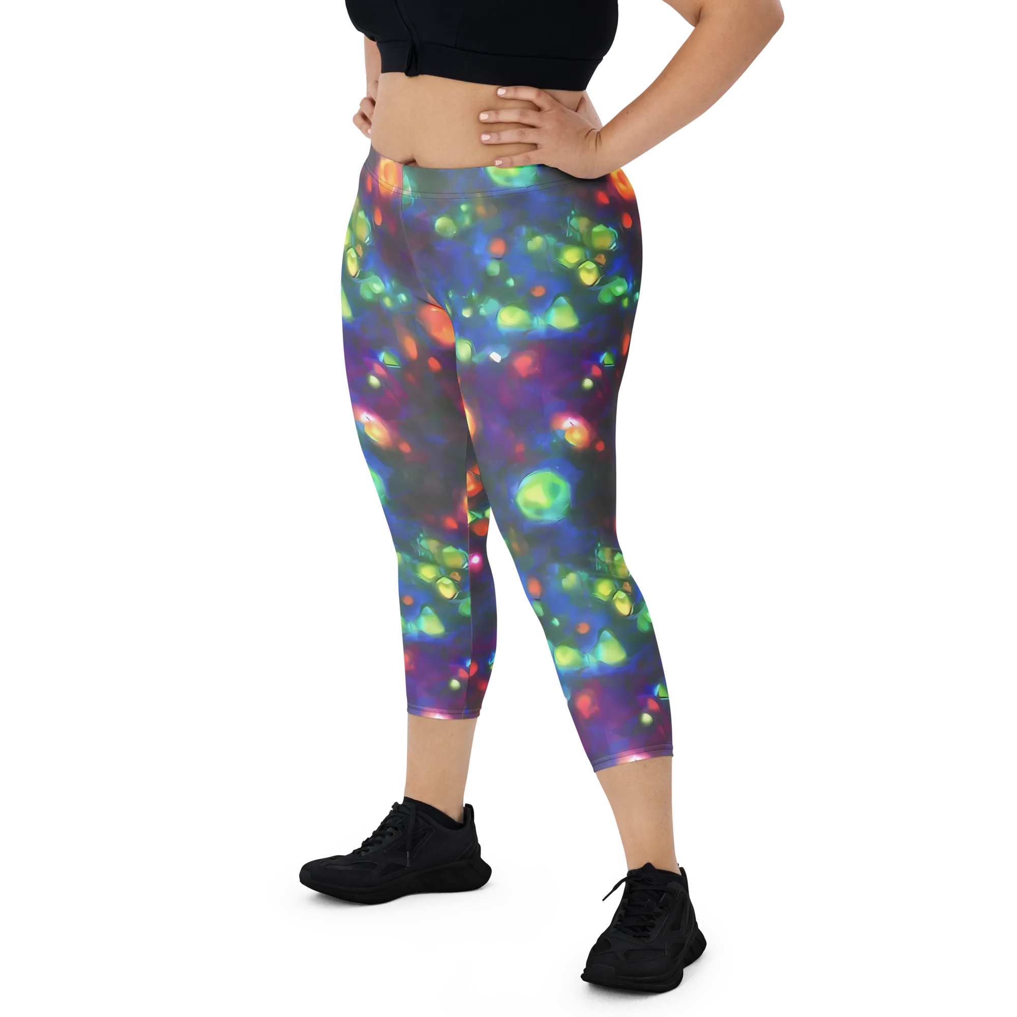 Chromatic Embers on Capri Leggings — Front