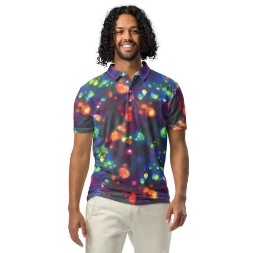 Chromatic Embers on a Men's Slim Fit Polo Shirt
