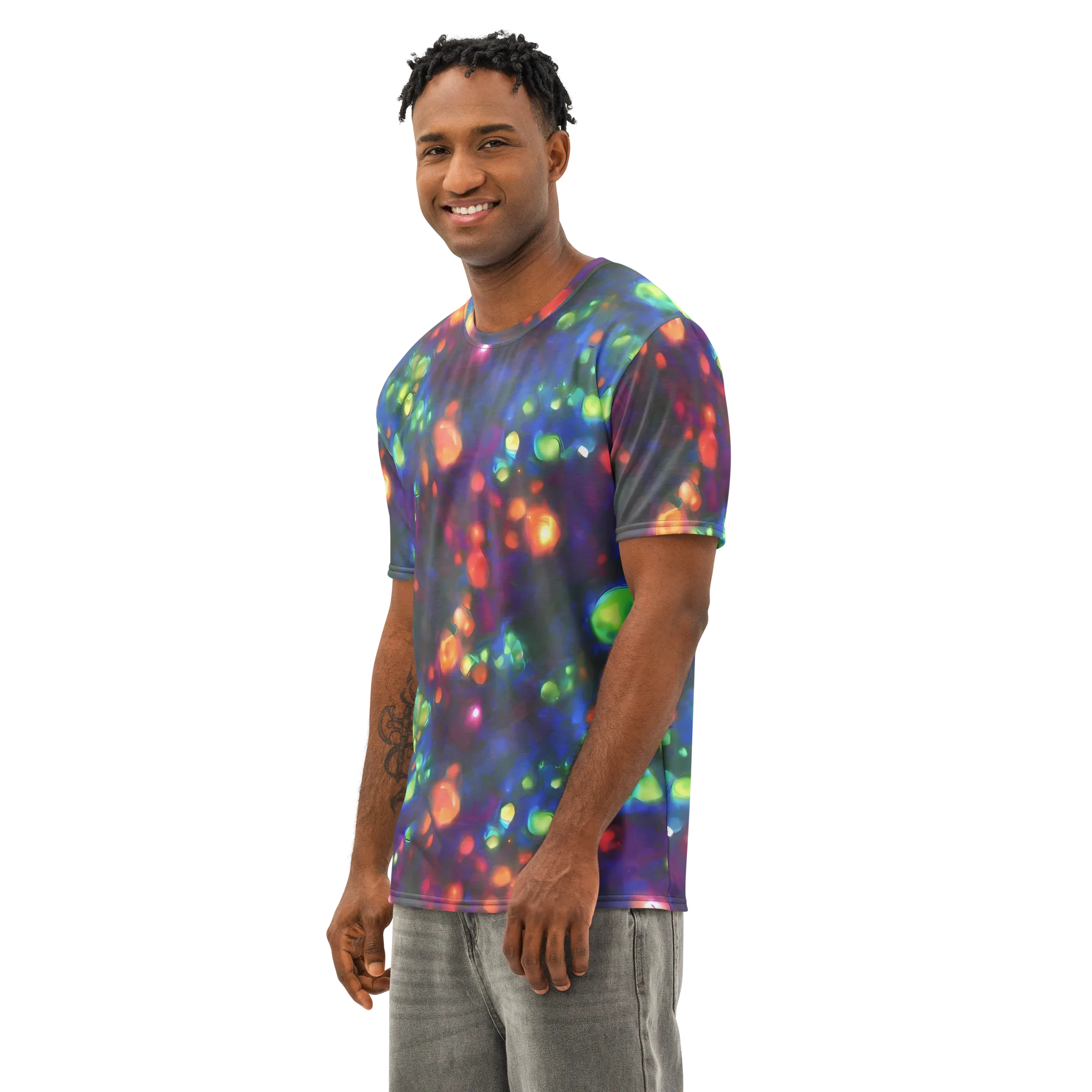 Chromatic Embers on Men's Cotton Crew Neck T-Shirt — Left Front
