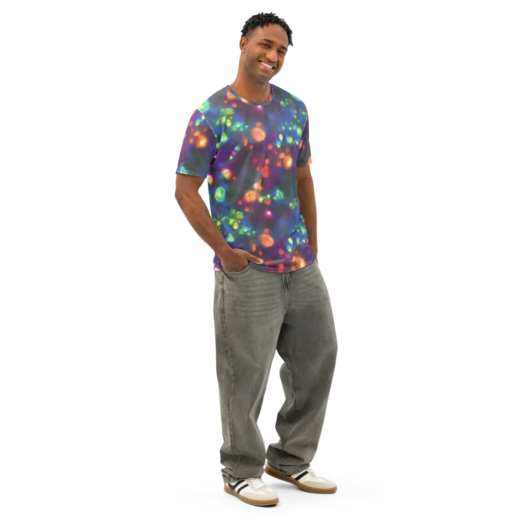Chromatic Embers on Men's Cotton Crew Neck T-Shirt — Right Front