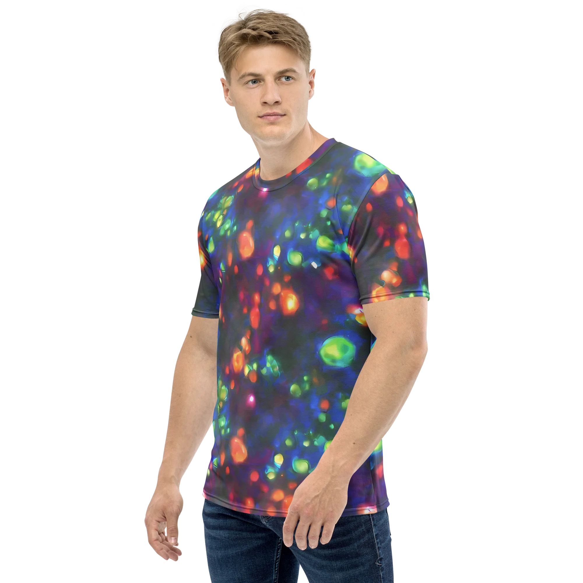 Chromatic Embers on Men's Crew Neck T-Shirt — Left