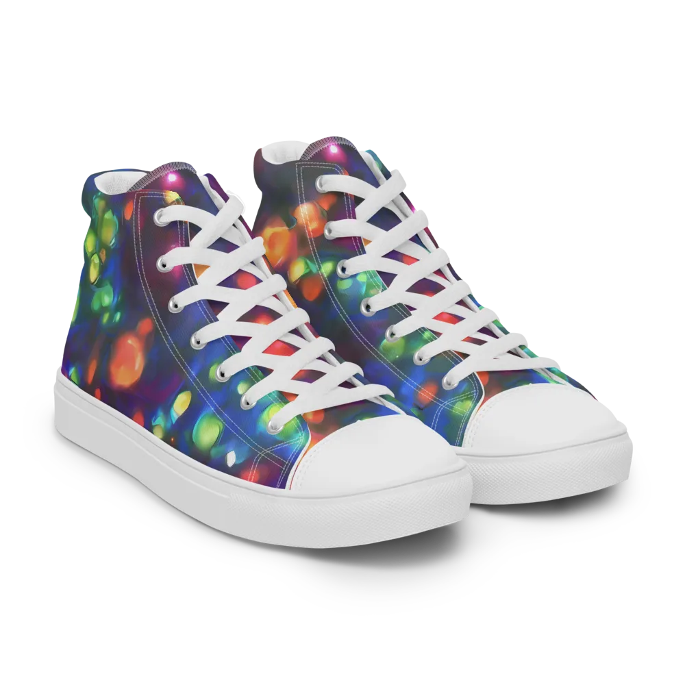Chromatic Embers on Men's High Top Canvas Shoes — Right Front