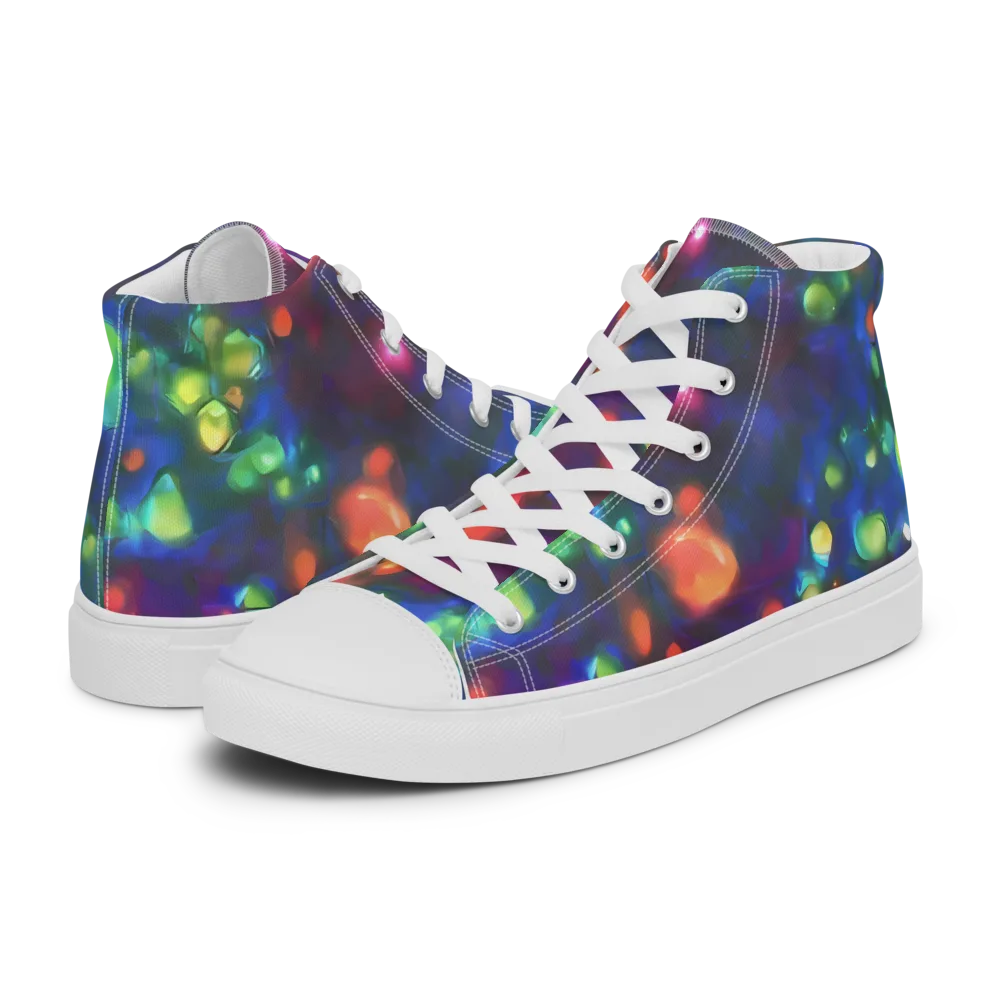 Chromatic Embers on Men's High Top Canvas Shoes — Left