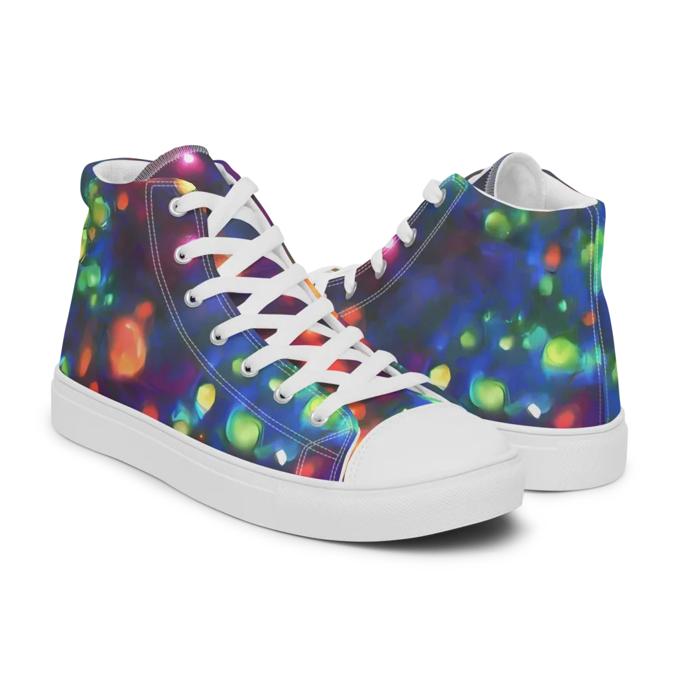Chromatic Embers on Men's High Top Canvas Shoes — Right