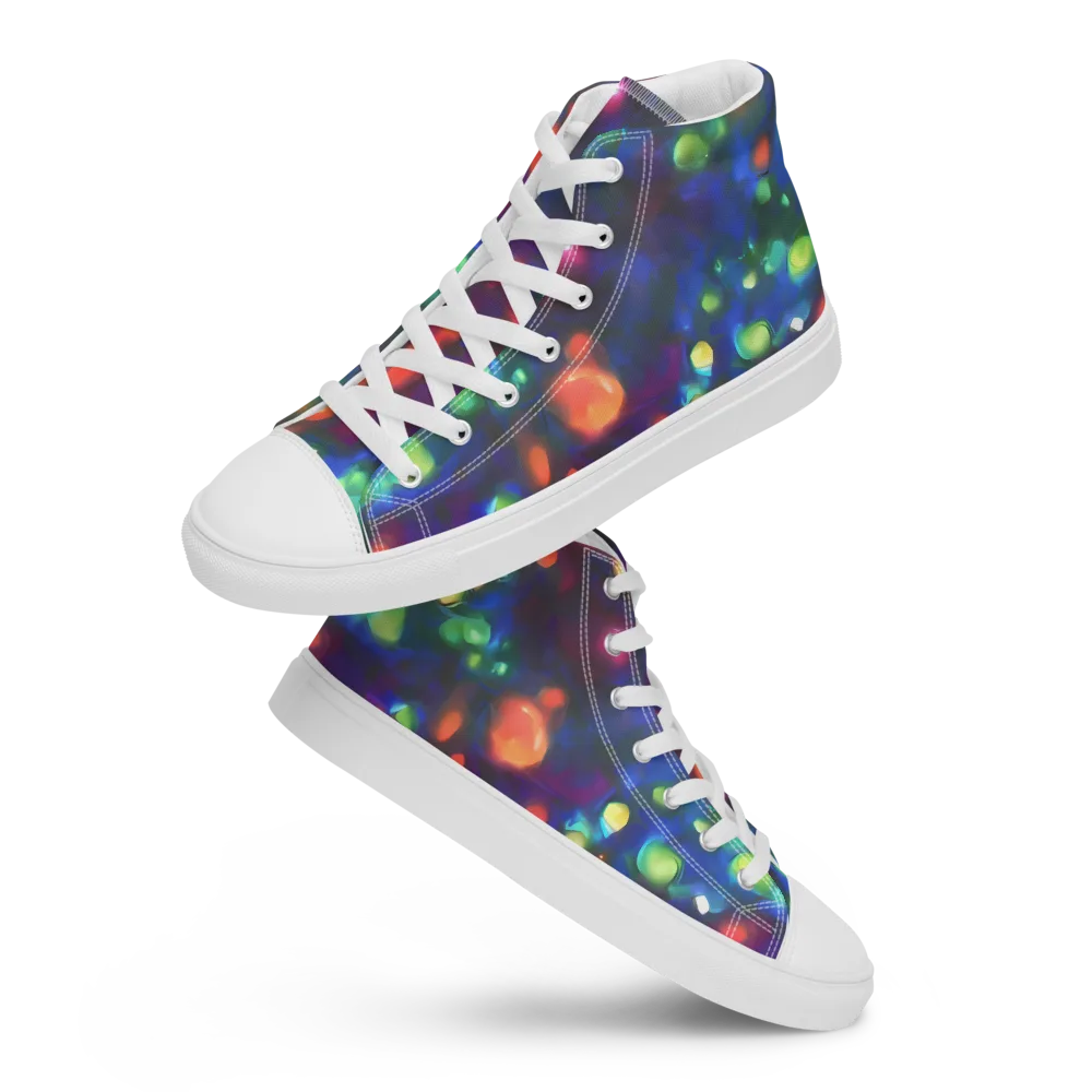 Chromatic Embers on Men's High Top Canvas Shoes — Front