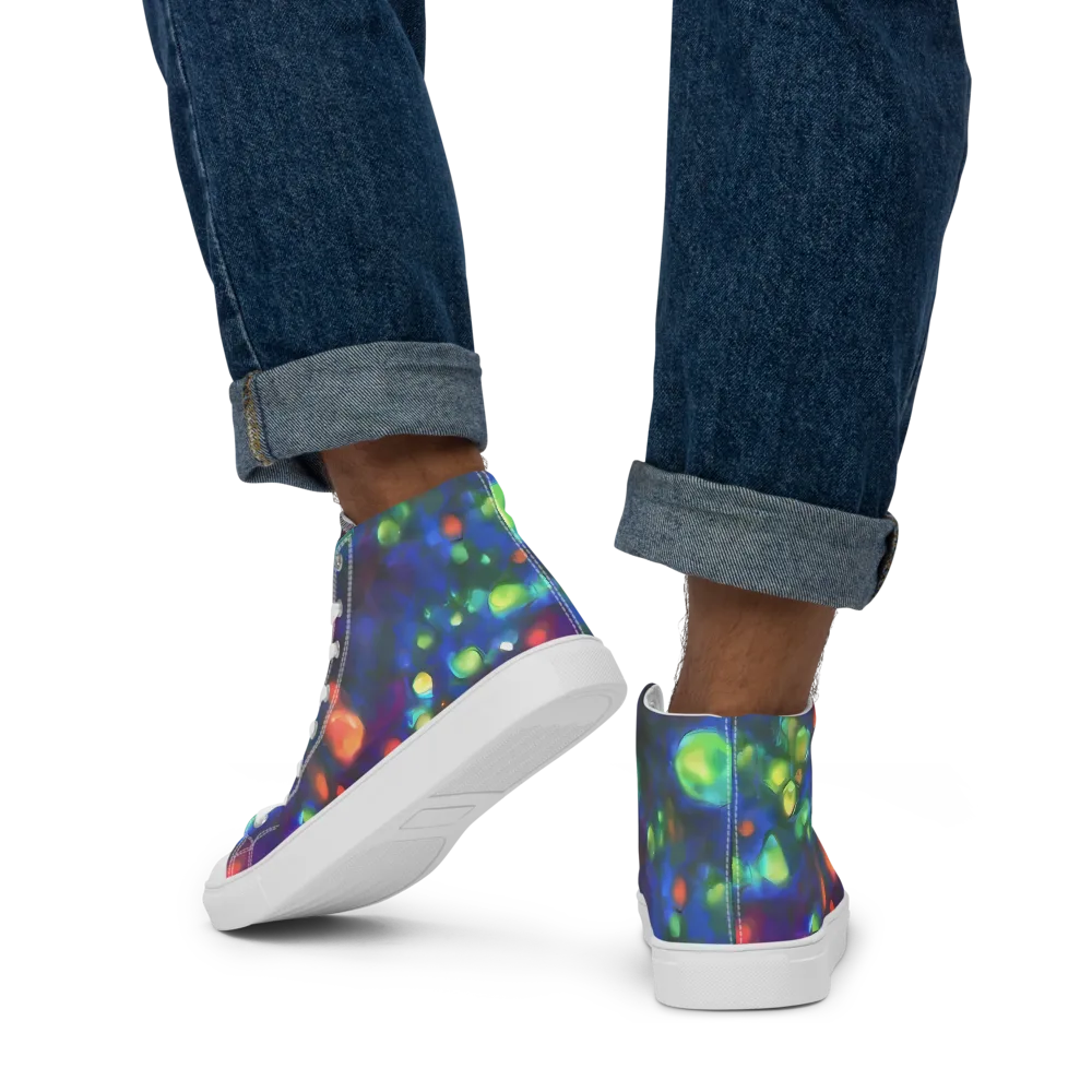 Chromatic Embers on Men's High Top Canvas Shoes — Back