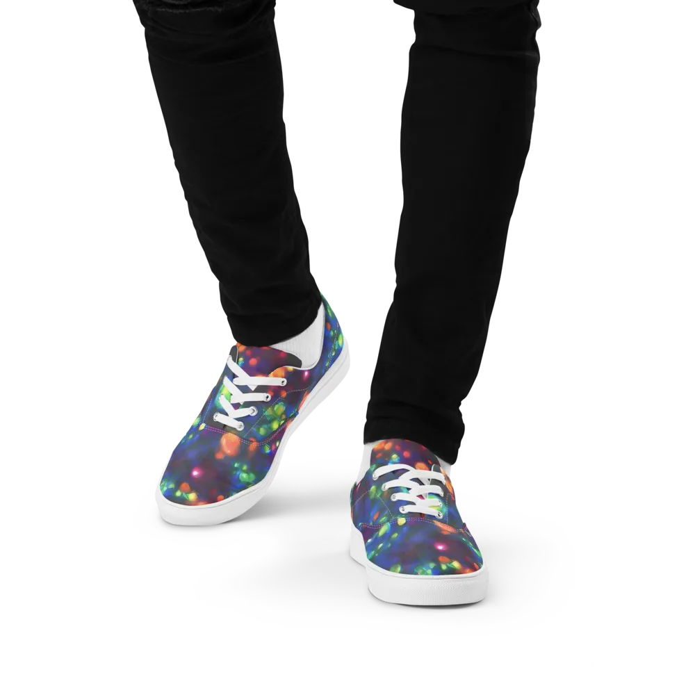 Chromatic Embers on Men's Lace-Up Canvas Shoes — Front