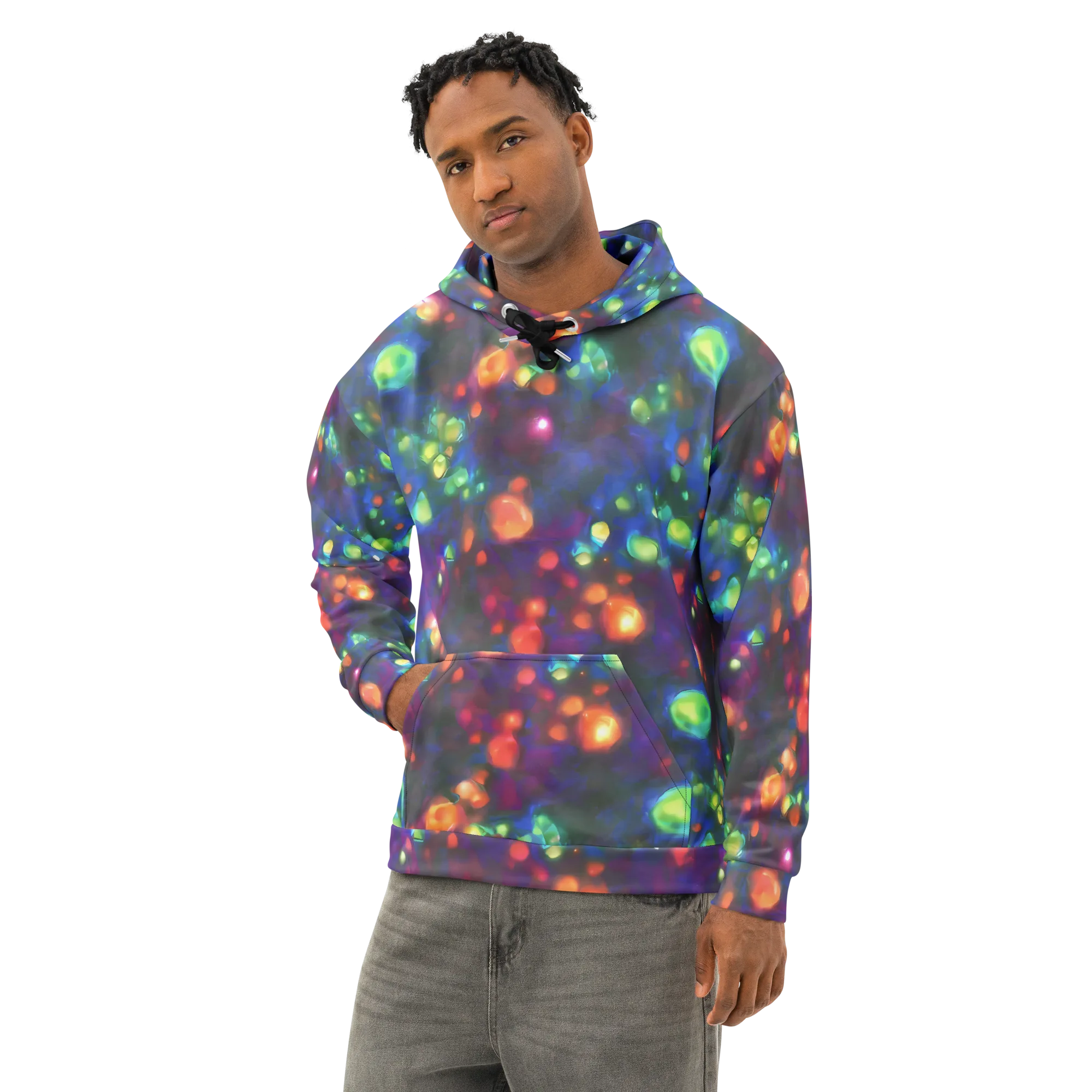 Chromatic Embers on Cotton Hoodie — Left Front